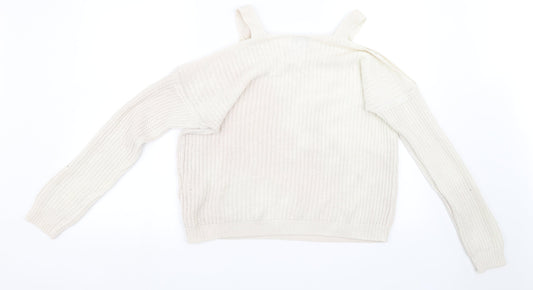 VERO MODA Womens White   Pullover Sweatshirt Size S