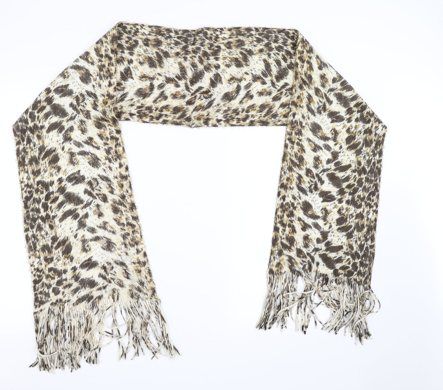 Preworn Womens Brown Animal Print Knit  Scarf