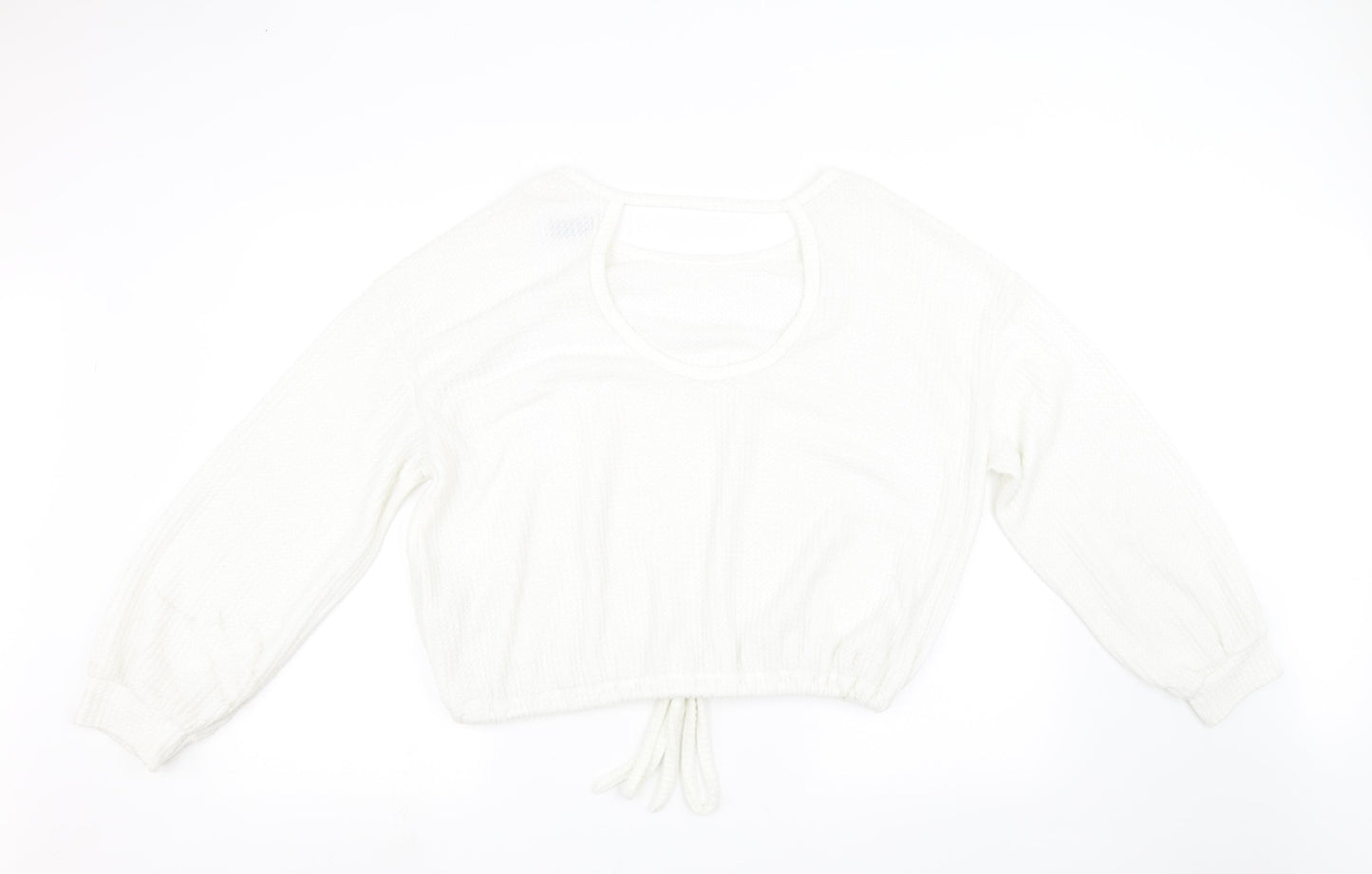 holister Womens White  Knit Pullover Sweatshirt Size L  - cropped