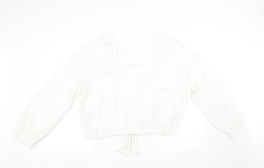 holister Womens White  Knit Pullover Sweatshirt Size L  - cropped