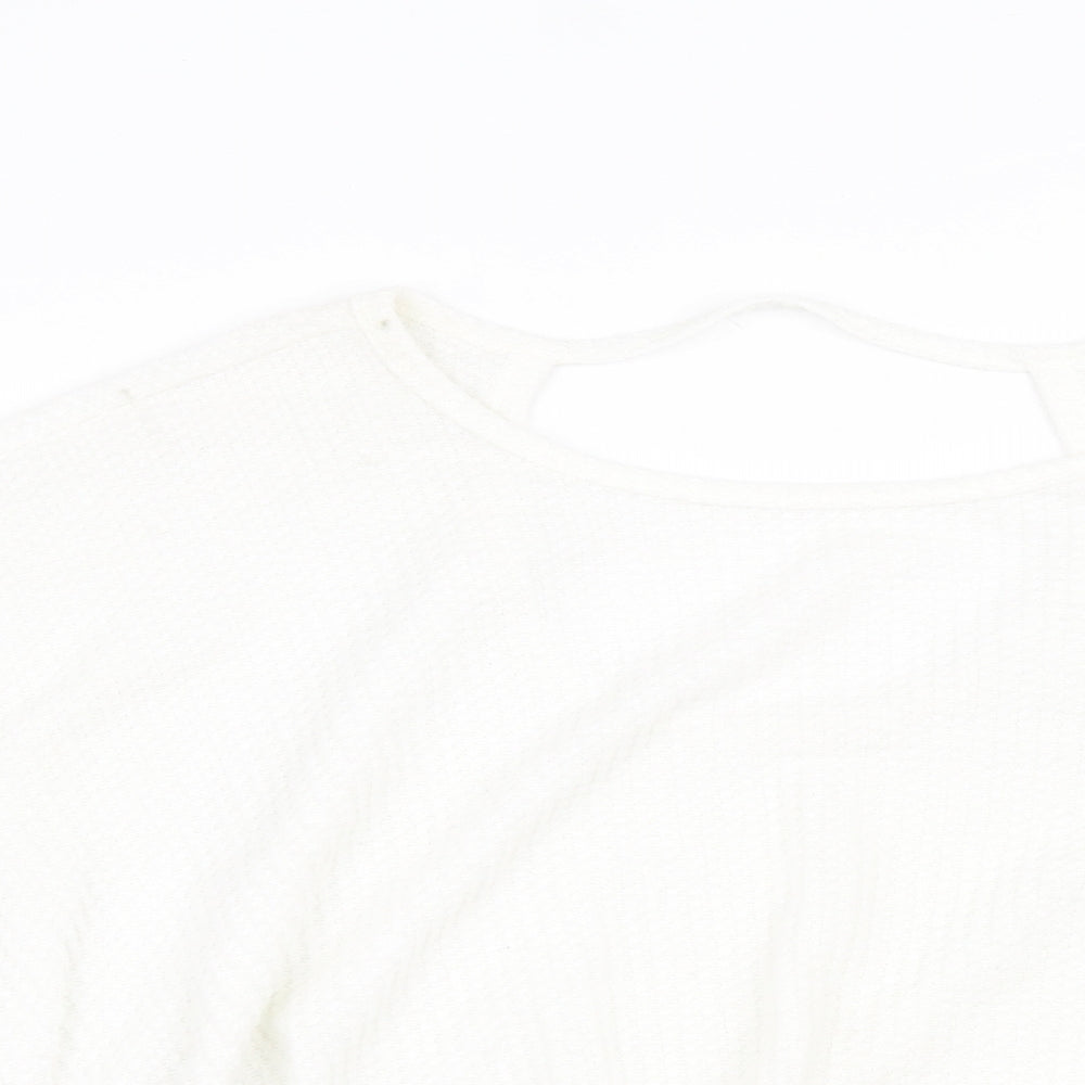 holister Womens White  Knit Pullover Sweatshirt Size L  - cropped