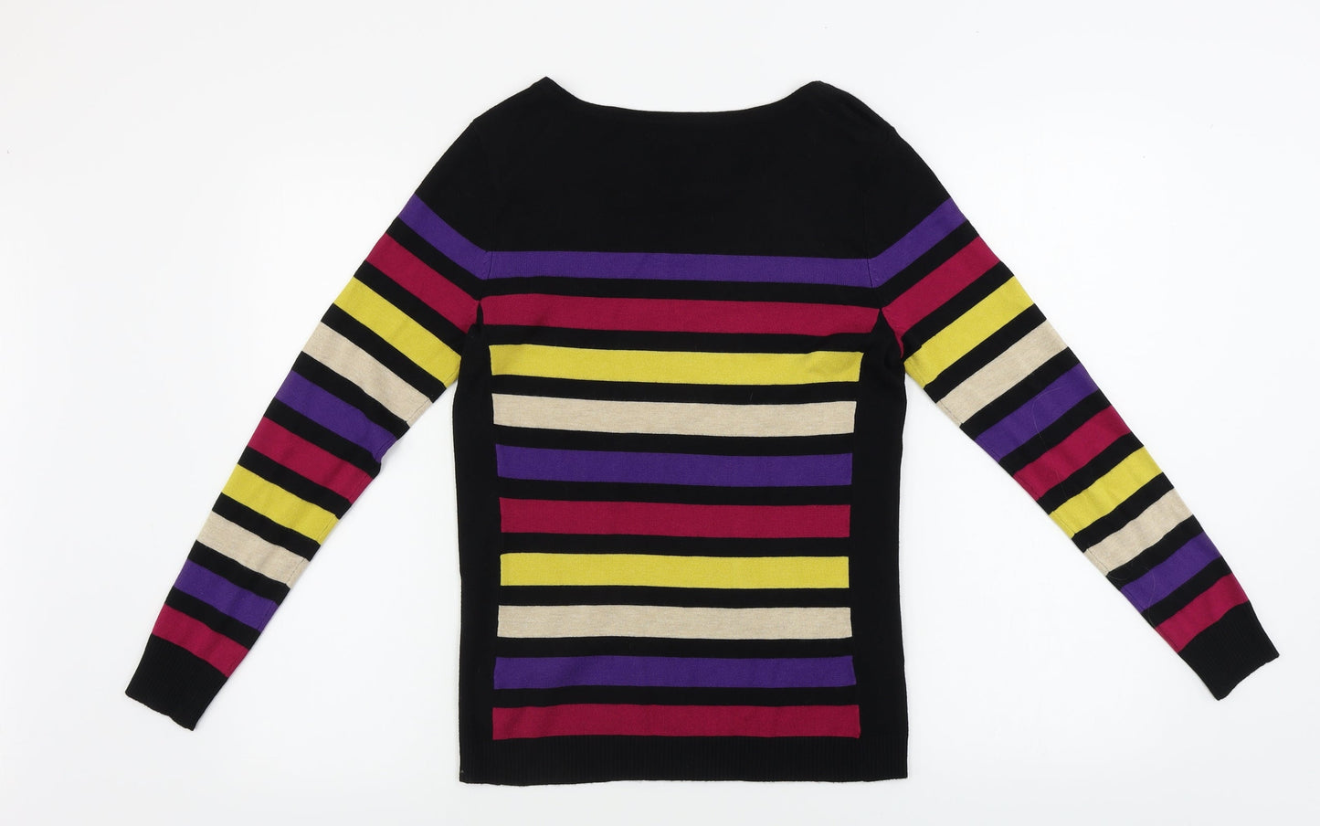 M&Co Womens Black Striped  Pullover Jumper Size 10