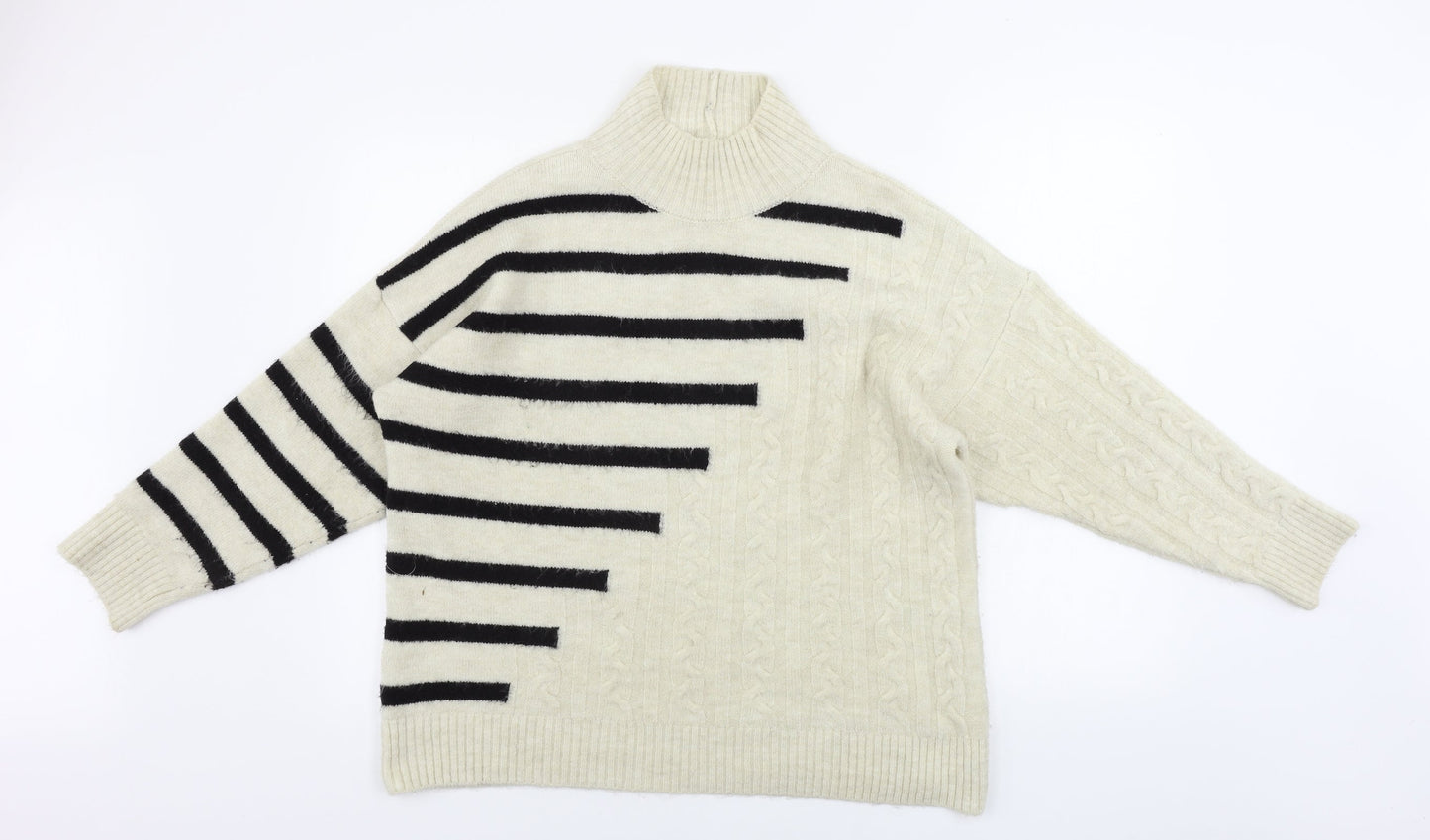 M&Co Womens Beige Striped  Pullover Jumper Size M