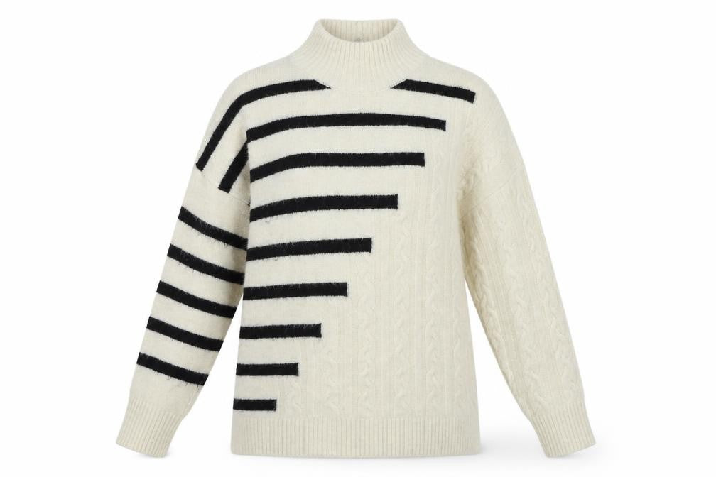 M&Co Womens Beige Striped  Pullover Jumper Size M