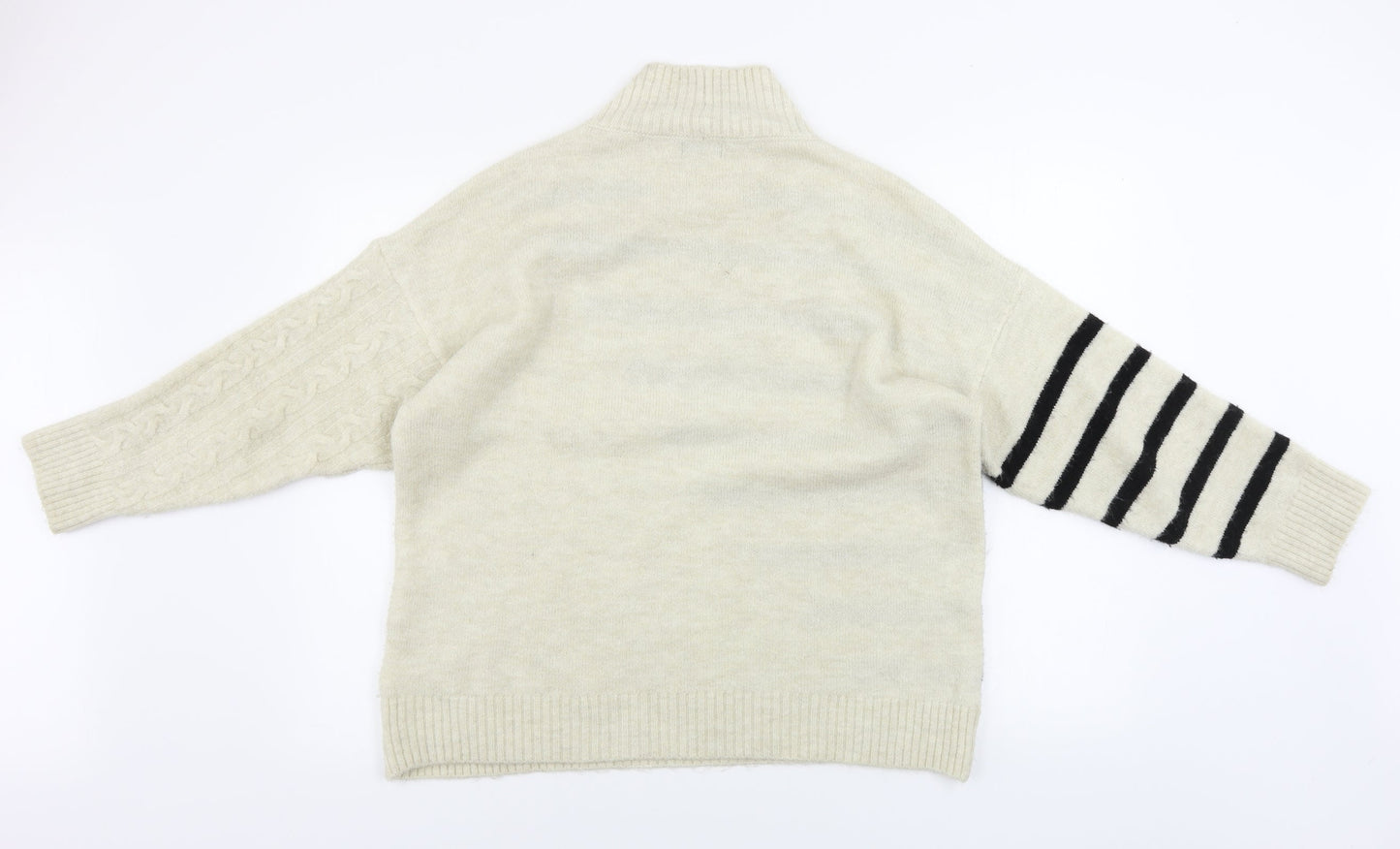 M&Co Womens Beige Striped  Pullover Jumper Size M