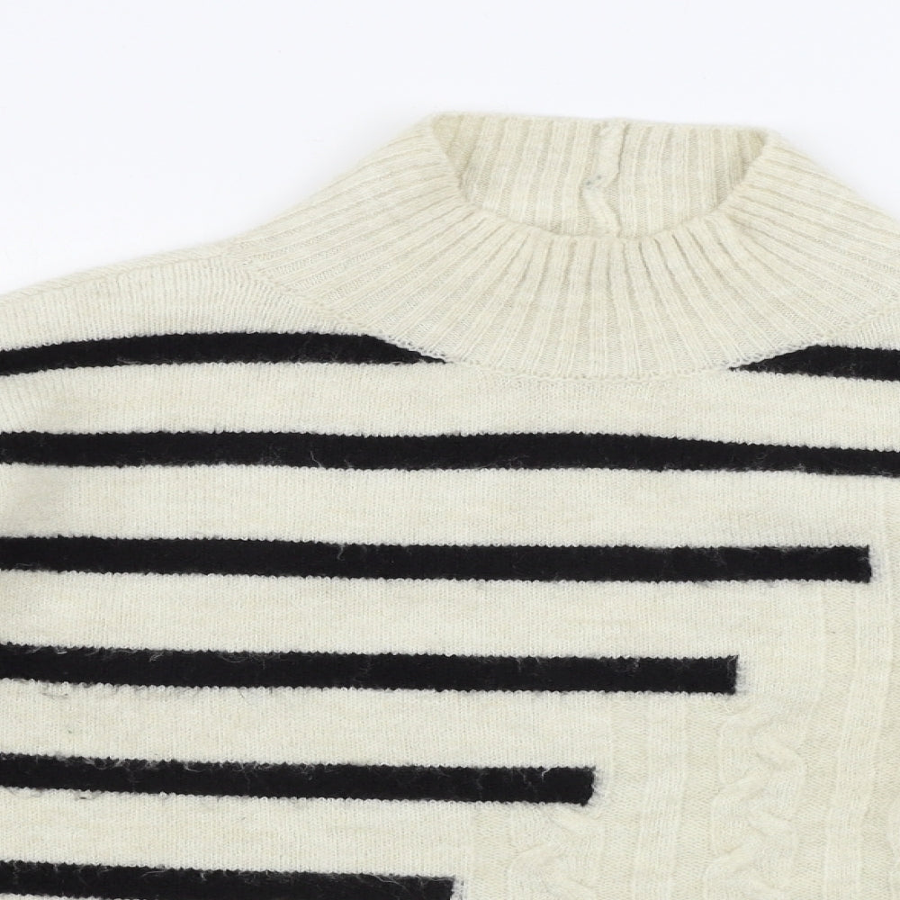 M&Co Womens Beige Striped  Pullover Jumper Size M