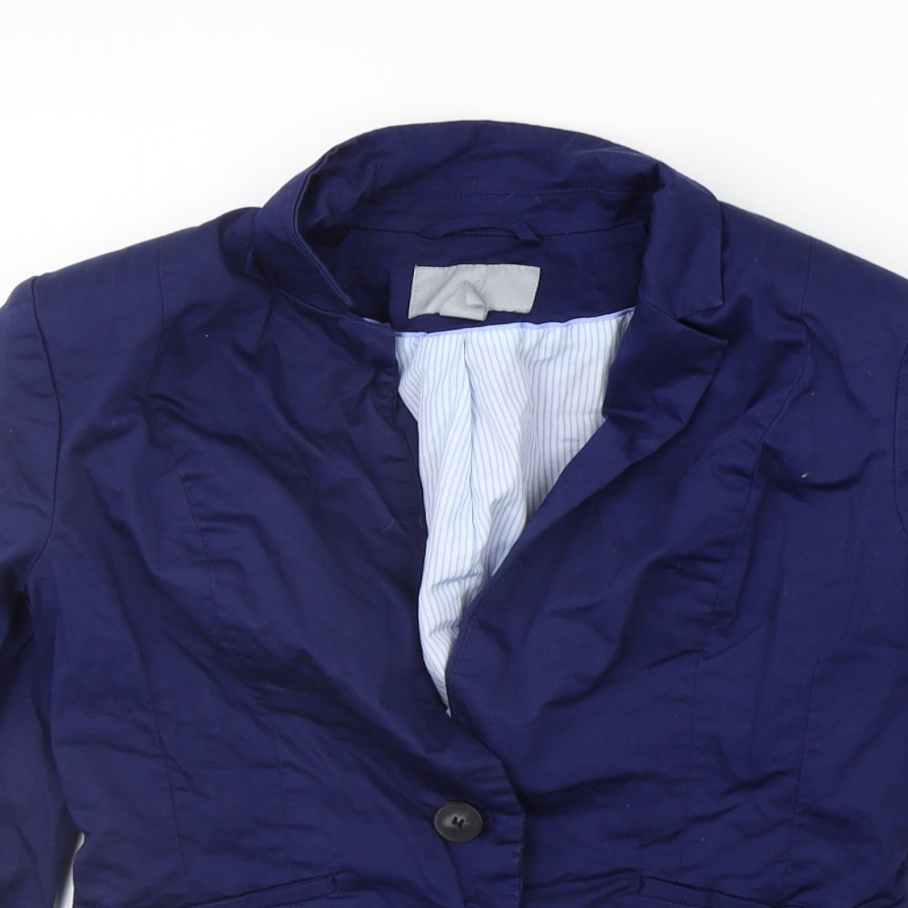 H&M Womens Blue Houndstooth  Jacket Blazer Size 10