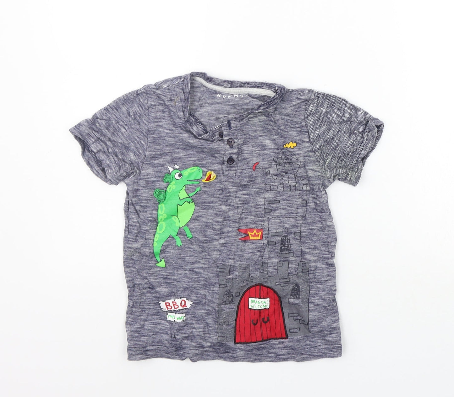 Nutmeg Boys Grey   Basic T-Shirt Size 4-5 Years  - washable mark dinosaur