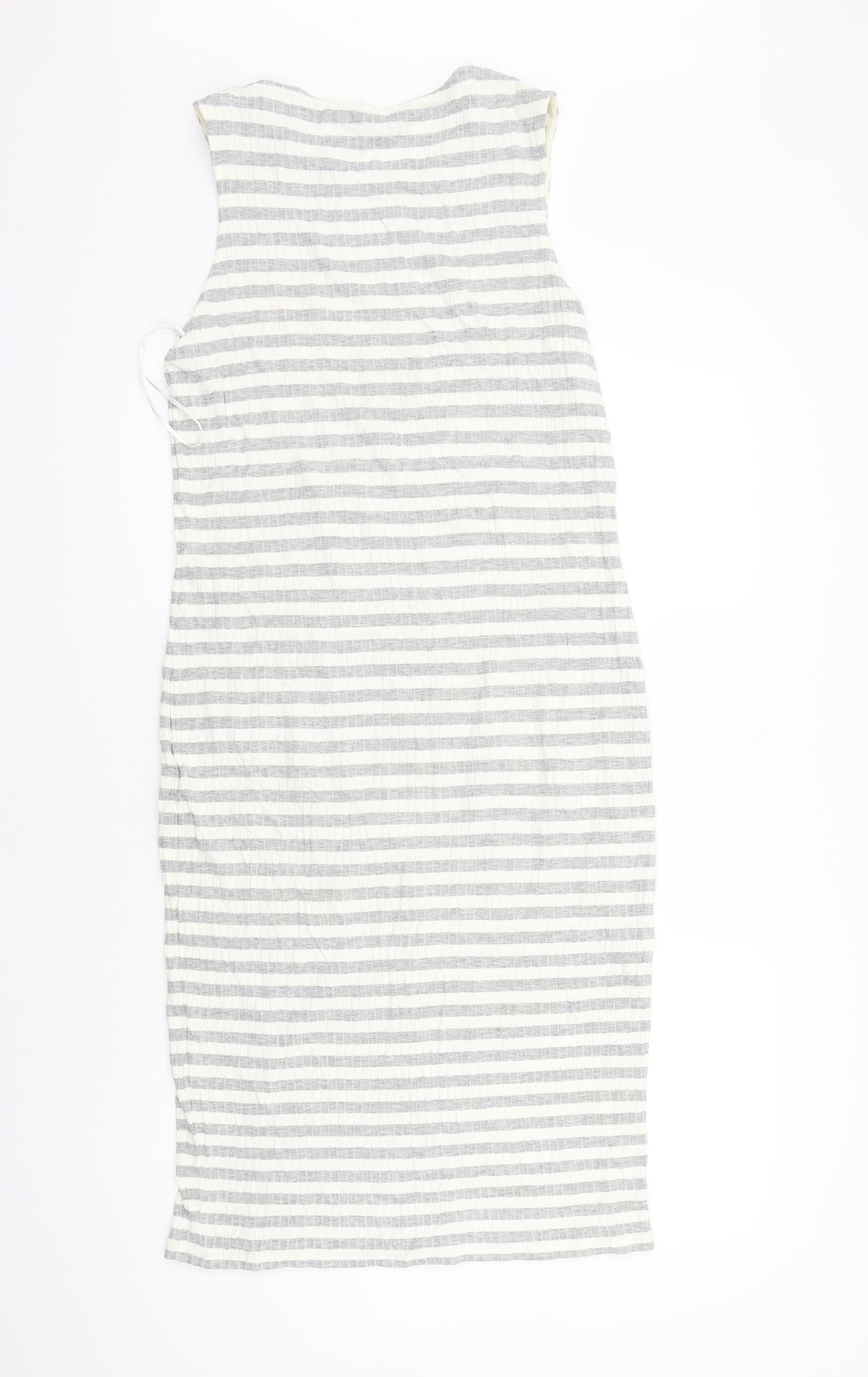 Marks and Spencer Womens Grey Striped  A-Line  Size 12