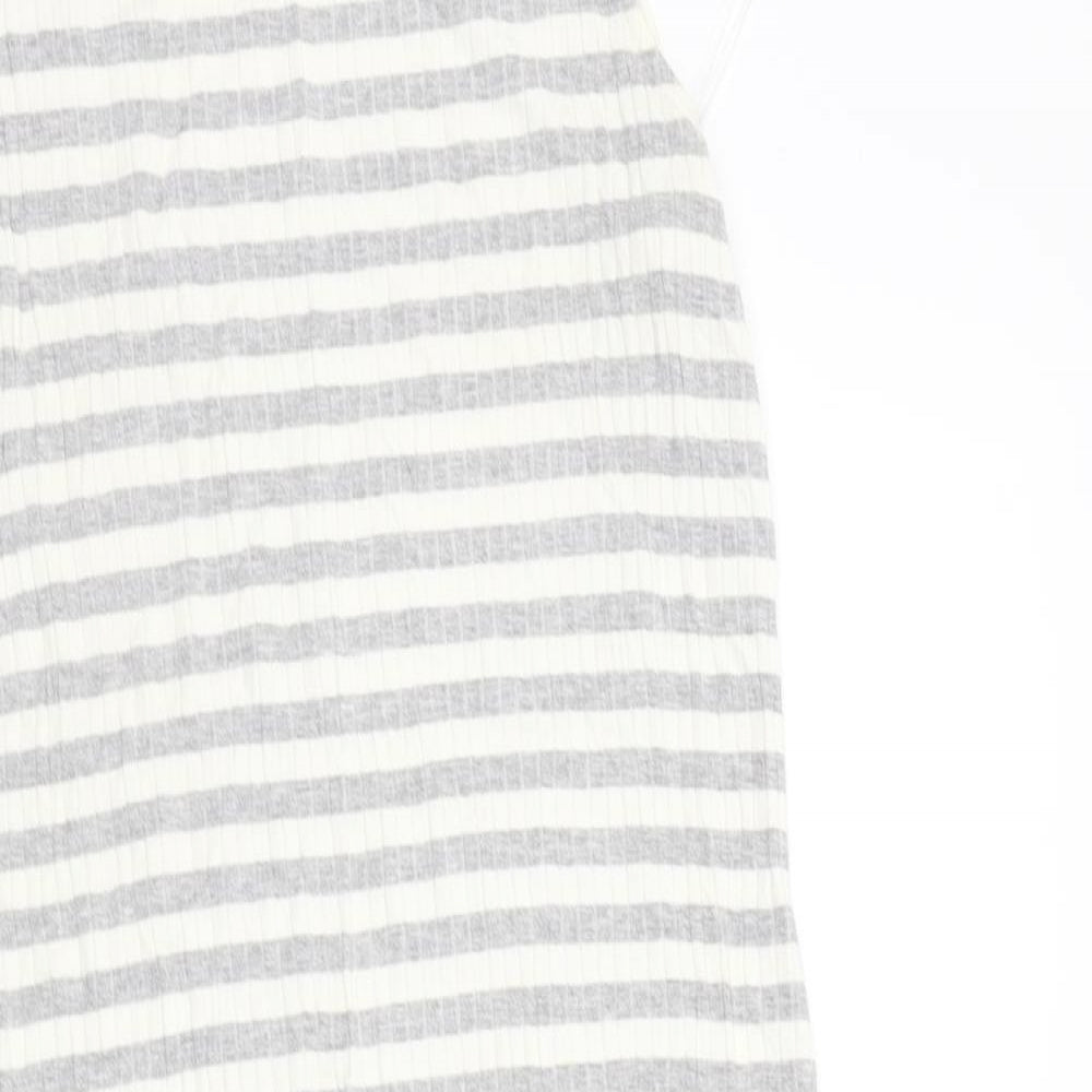 Marks and Spencer Womens Grey Striped  A-Line  Size 12