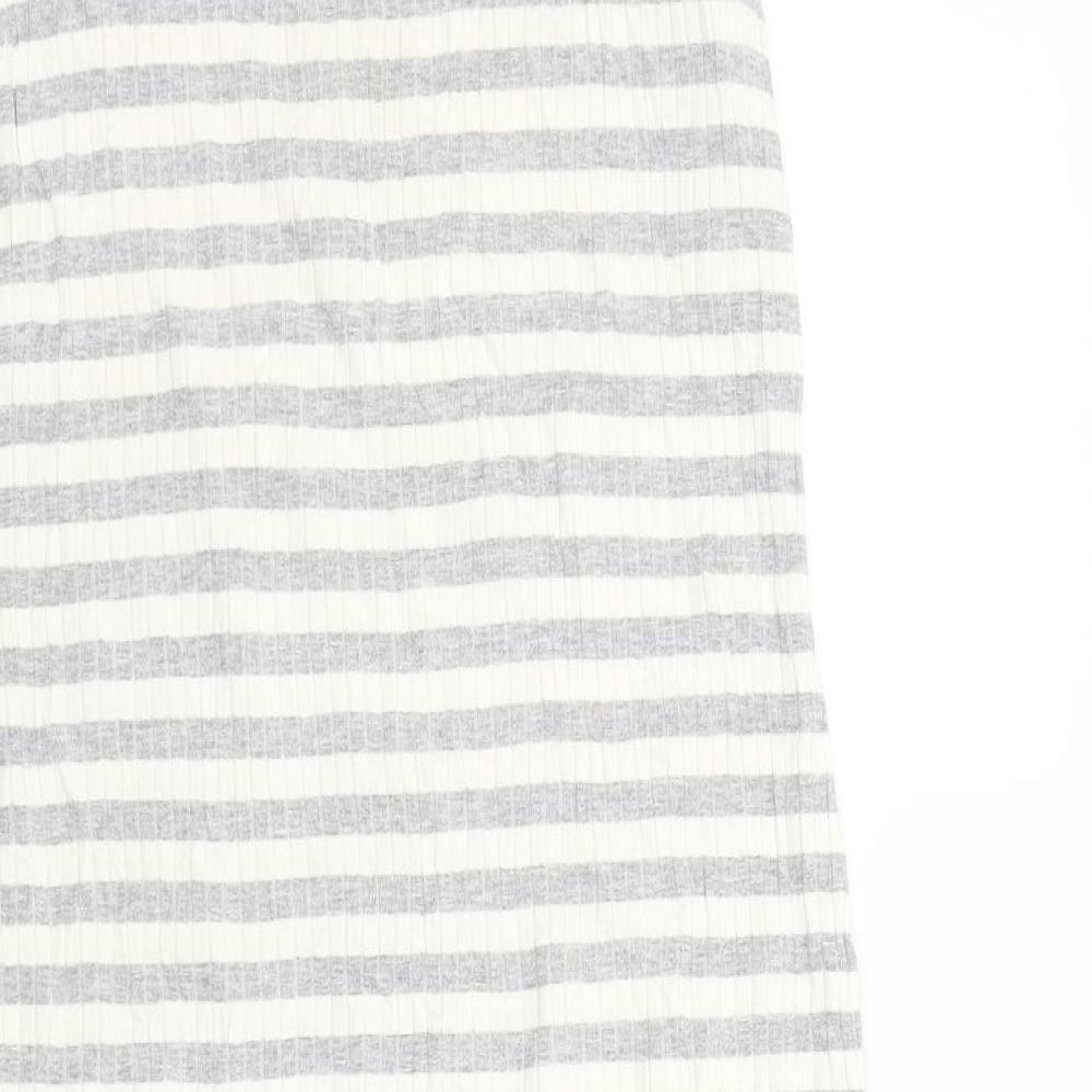Marks and Spencer Womens Grey Striped  A-Line  Size 12