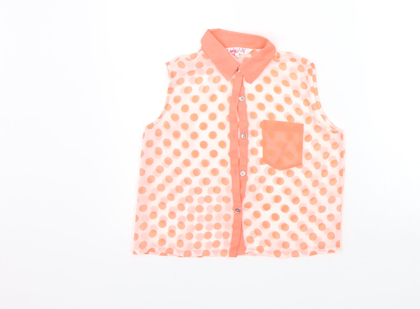 Love Me Girls Orange Spotted  Basic Button-Up Size 11-12 Years