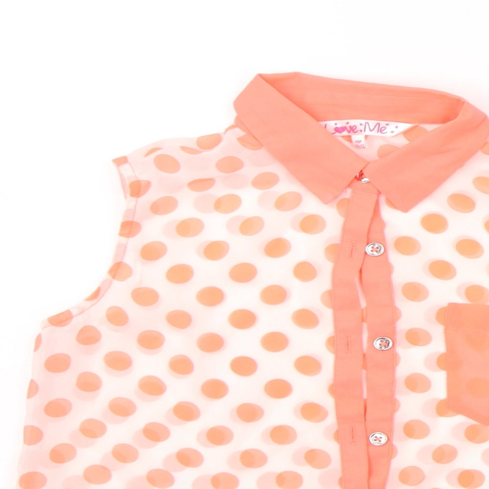Love Me Girls Orange Spotted  Basic Button-Up Size 11-12 Years
