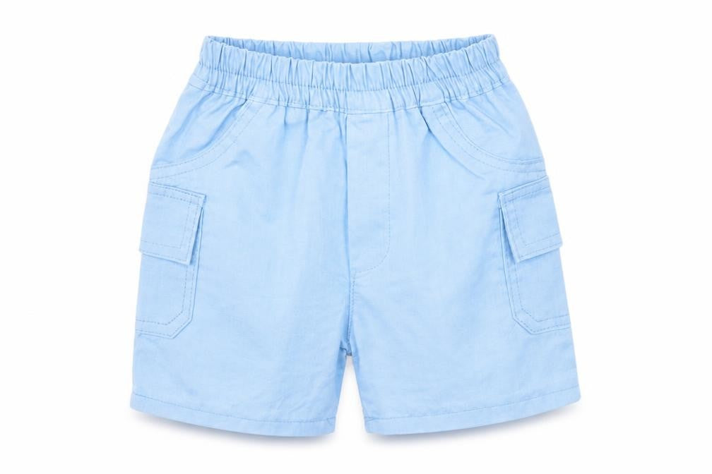 Front view of Baby C Baby Blue Cropped Trousers, size 6-9, Months