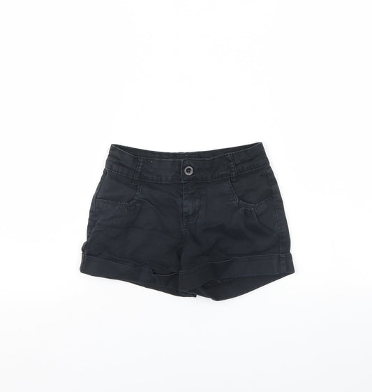 Preworn Girls Black  Denim Cut-Off Shorts Size 8 Years