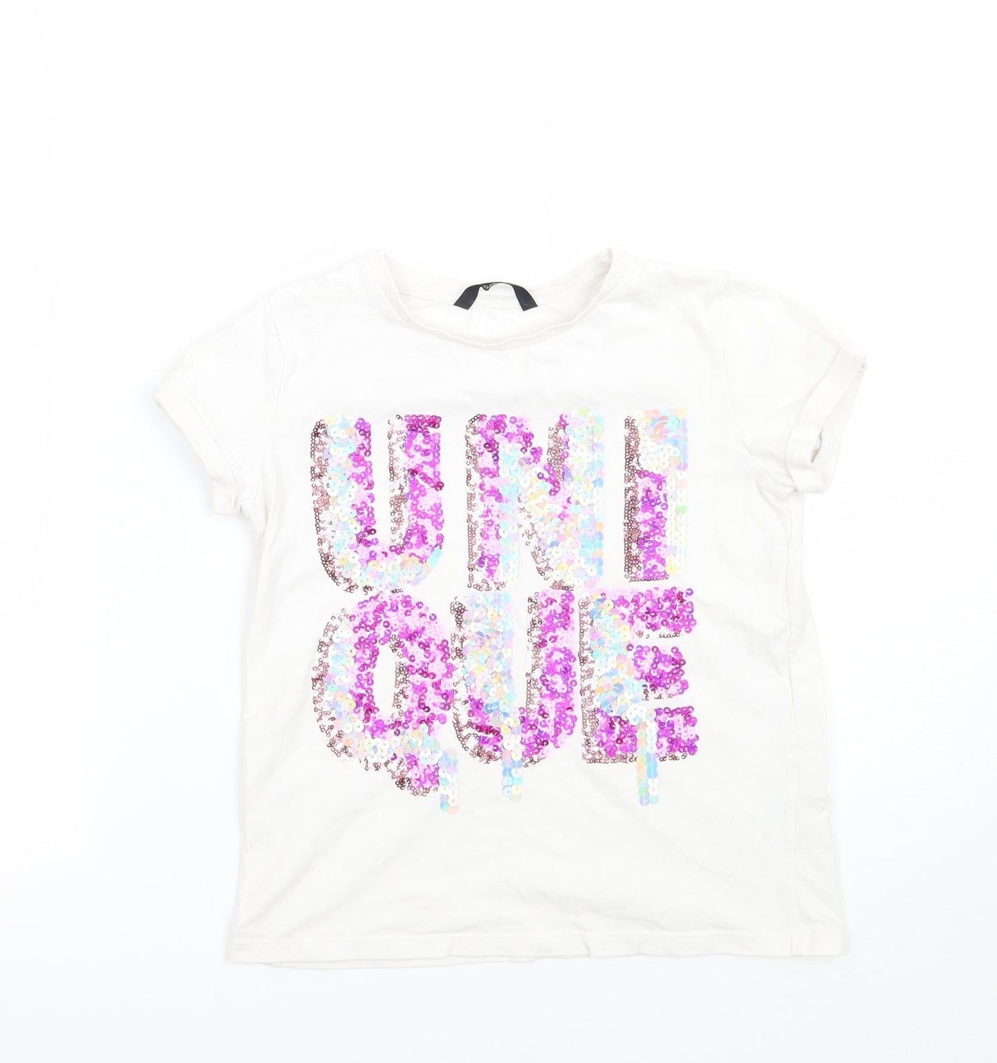 George Girls White   Basic T-Shirt Size 7-8 Years