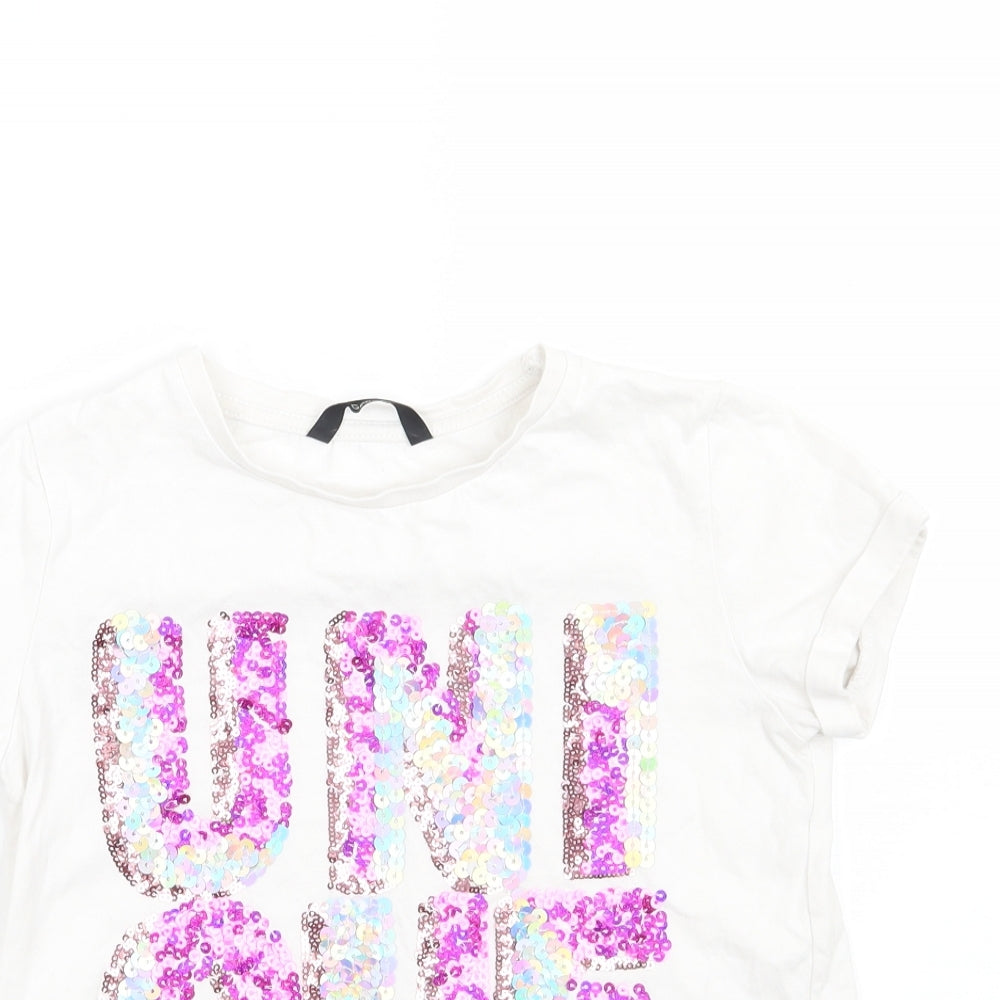 George Girls White   Basic T-Shirt Size 7-8 Years