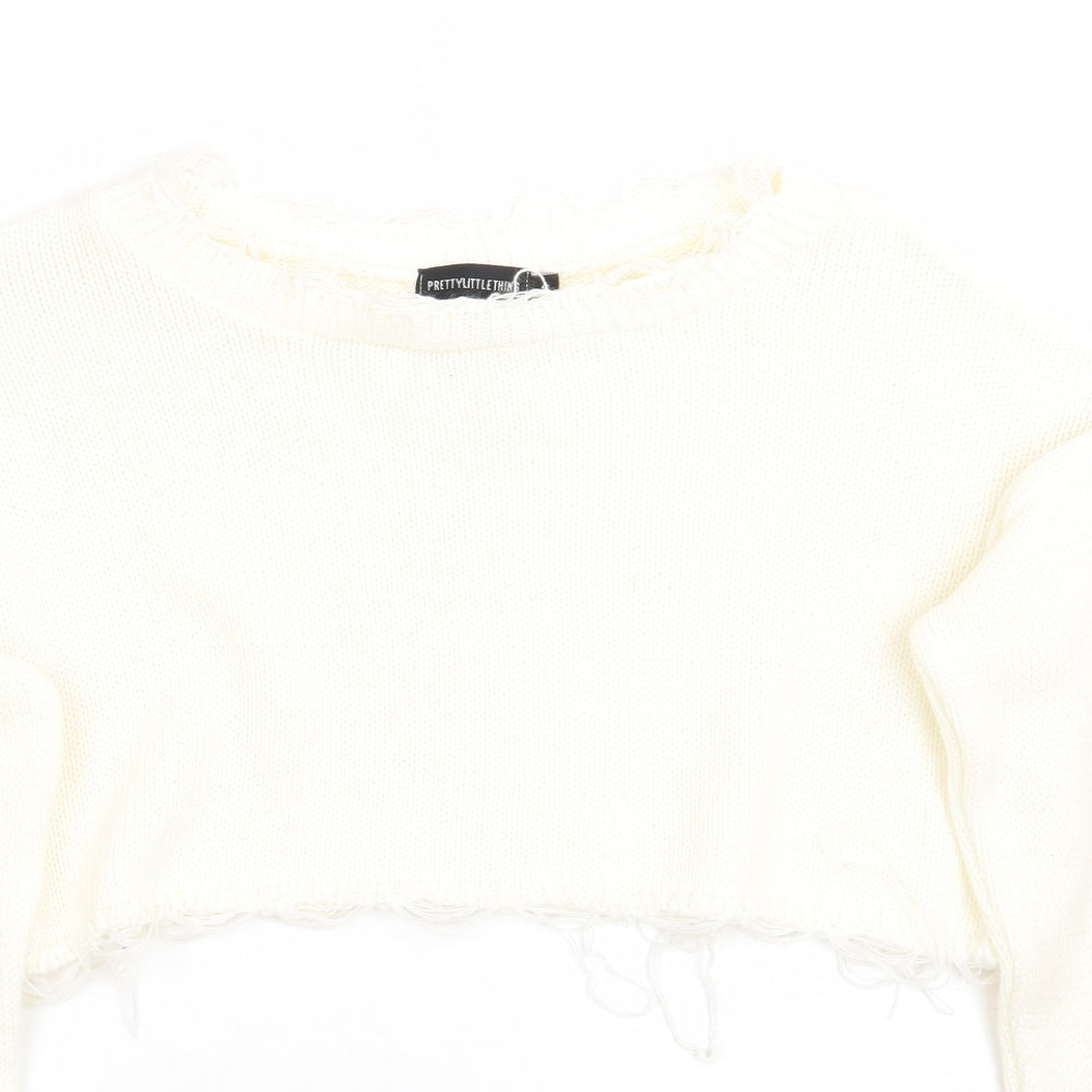 PRETTYLITTLETHING Womens White   Pullover Jumper Size S