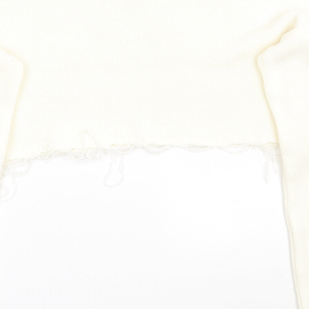 PRETTYLITTLETHING Womens White   Pullover Jumper Size S