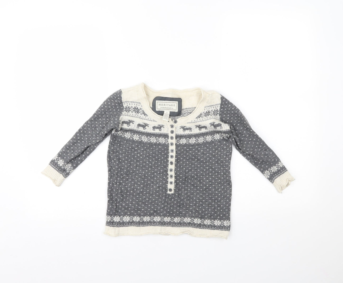 Heritage Girls Grey Polka Dot  Pullover Jumper Size S