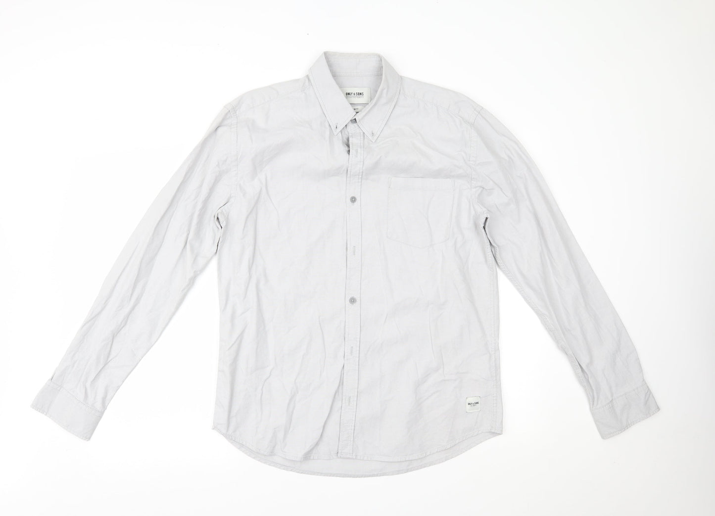ONLY & SONS Mens Grey    Button-Up Size L