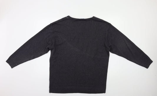 Greenwoods Mens Grey Striped  Pullover Jumper Size L