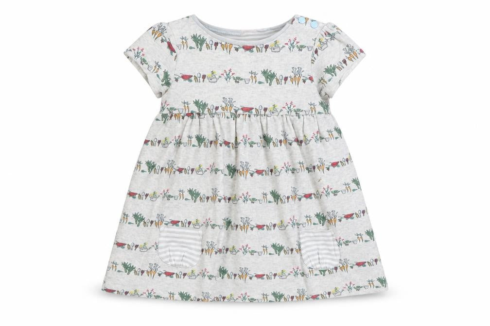 Front view of Mini Club Baby Grey Floral Shift, size 9-12, Months