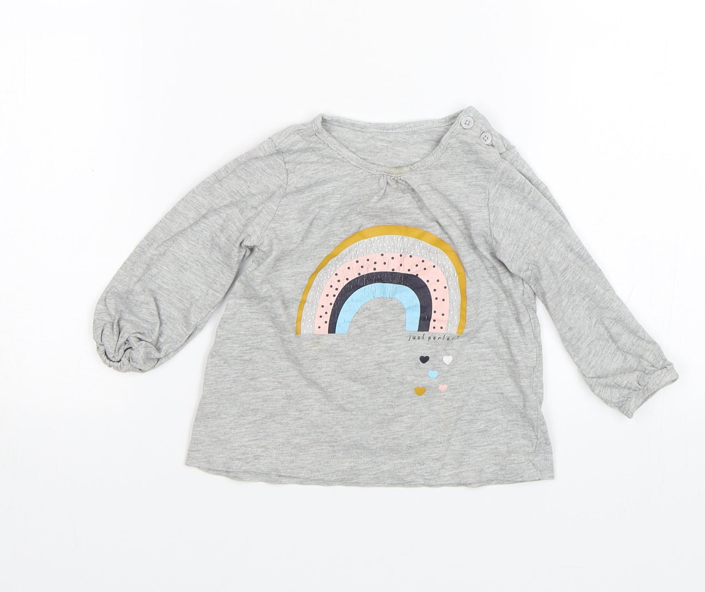Matalan Baby Grey   Basic T-Shirt Size 9-12 Months  - Rainbow