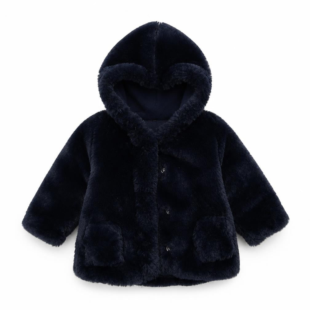 Front view of Knot So Bad Baby Blue Overcoat Coat, size 12, Months