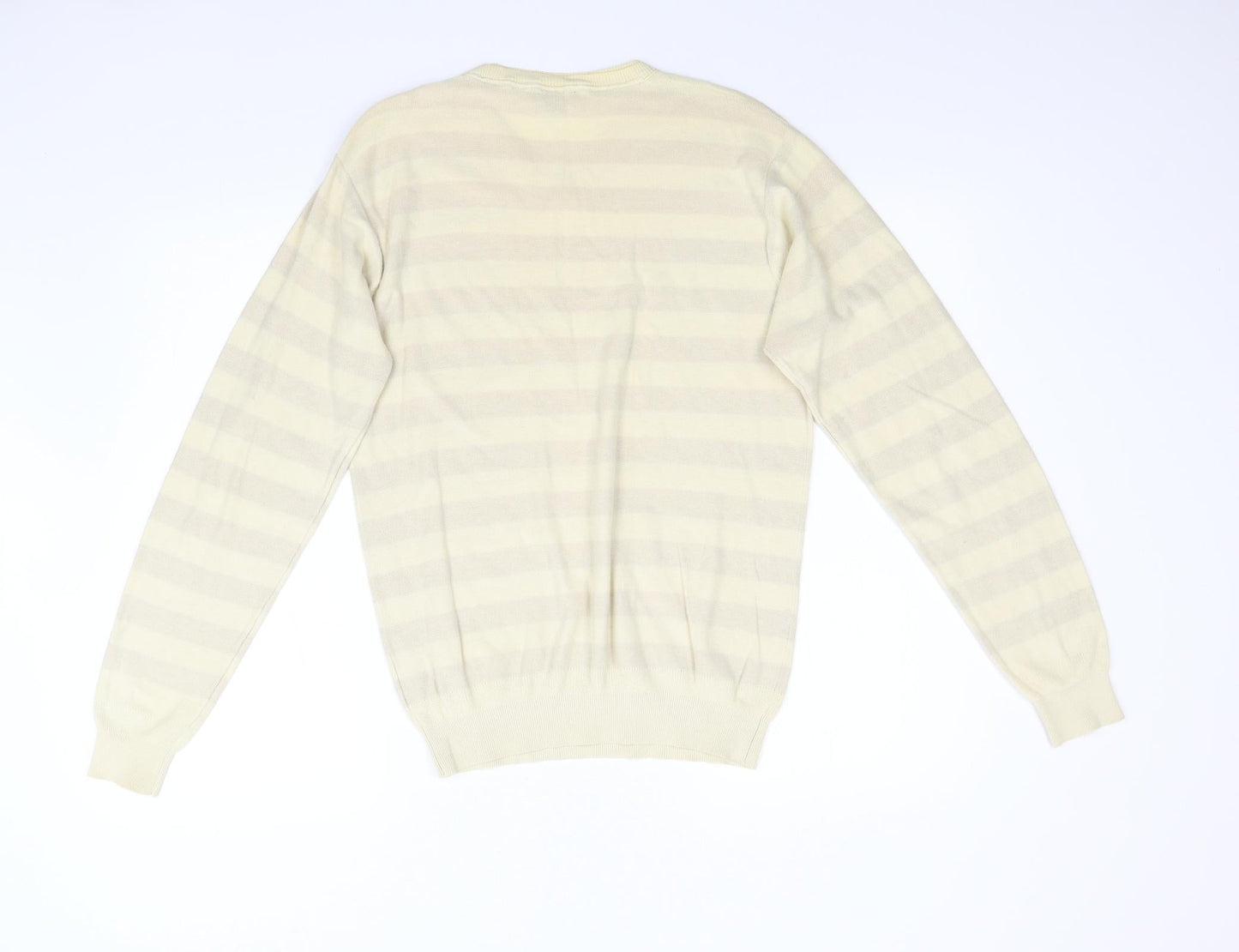 Stark Mens Beige Striped Knit Pullover Jumper Size S