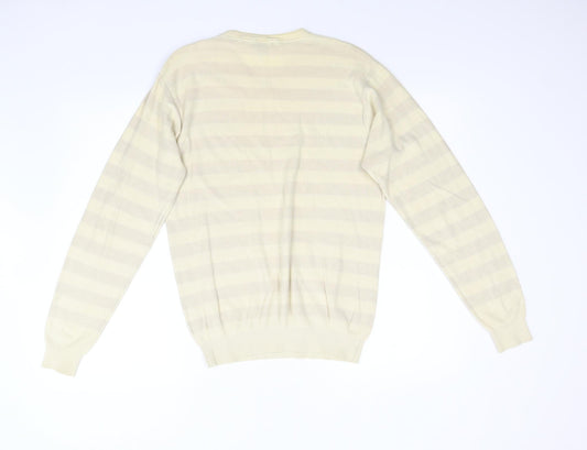 Stark Mens Beige Striped Knit Pullover Jumper Size S