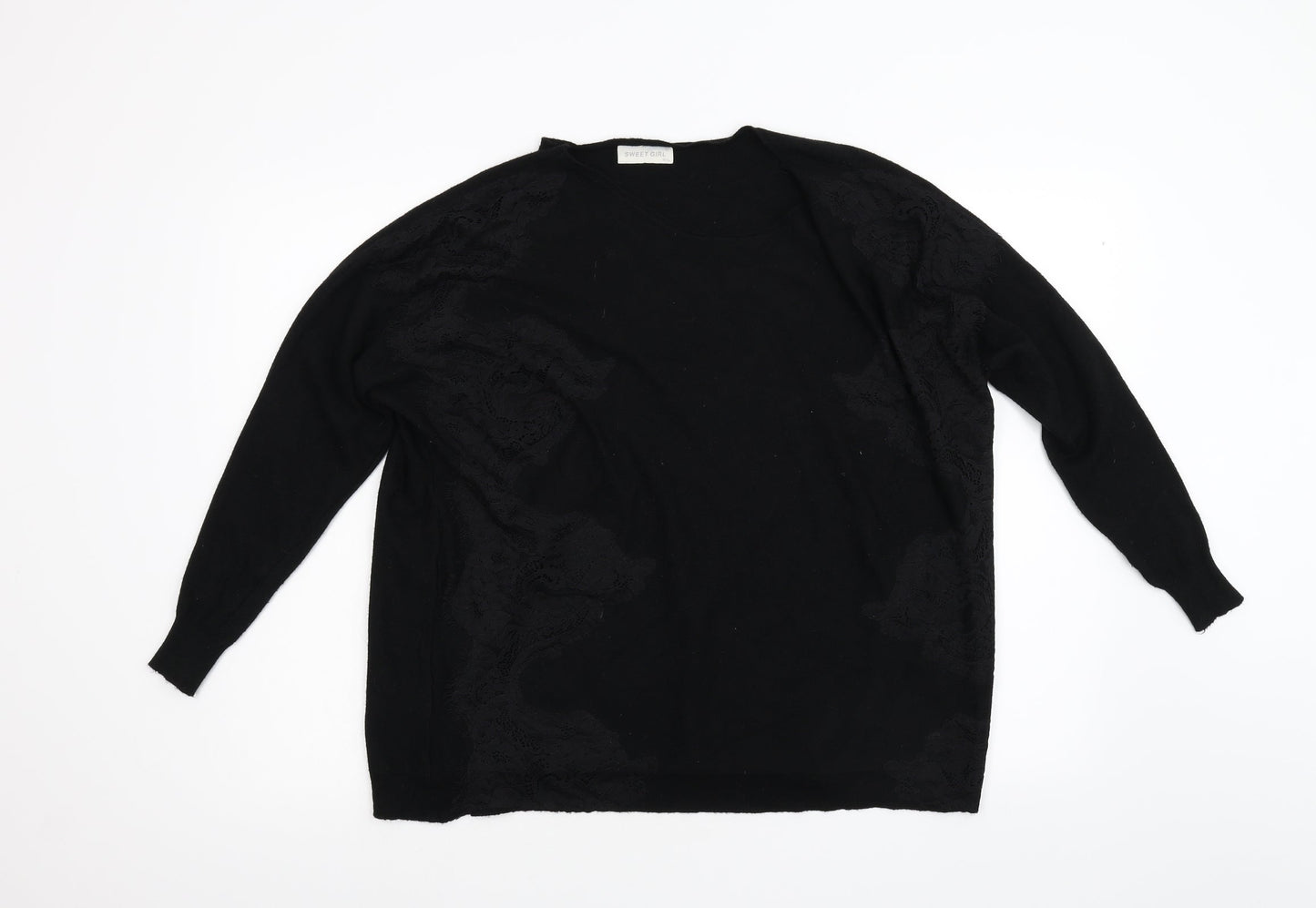 Sweet Girl Womens Black  Knit Pullover Jumper Size M