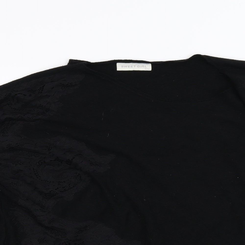 Sweet Girl Womens Black  Knit Pullover Jumper Size M