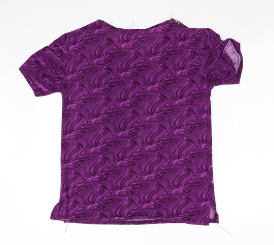Hong Yu Womens Purple Floral  Basic Blouse Size M