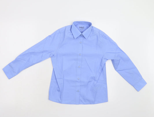 M&S Boys Blue   Basic Button-Up Size 8-9 Years