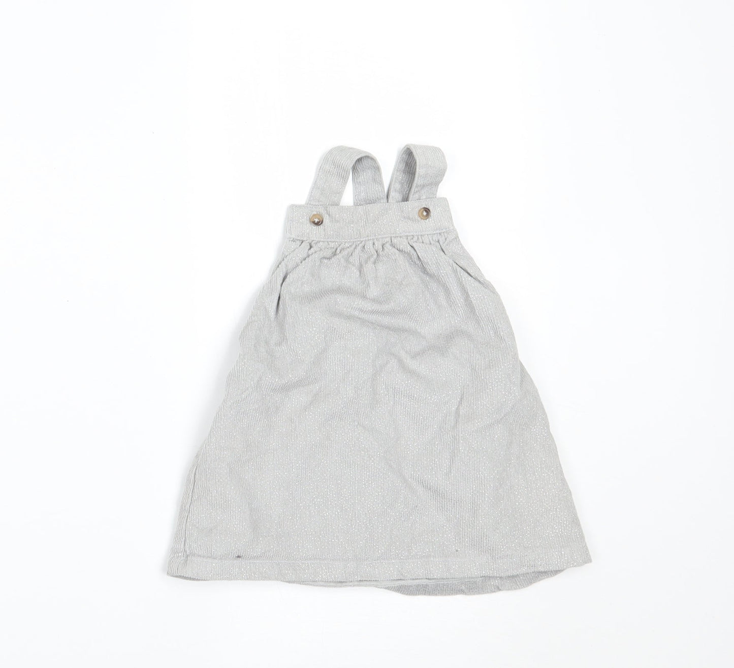 Marks and Spencer Girls Silver  Corduroy Pinafore/Dungaree Dress  Size 3-6 Months