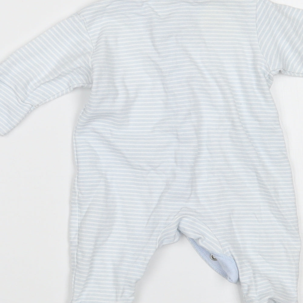 NEXT Boys Blue Striped  Babygrow One-Piece Size Newborn  - BUILT IN MITTENS
