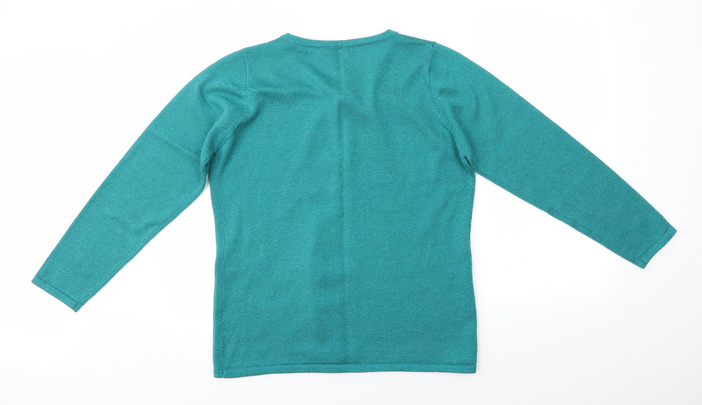 BM Collection Womens Blue   Cardigan Jumper Size S