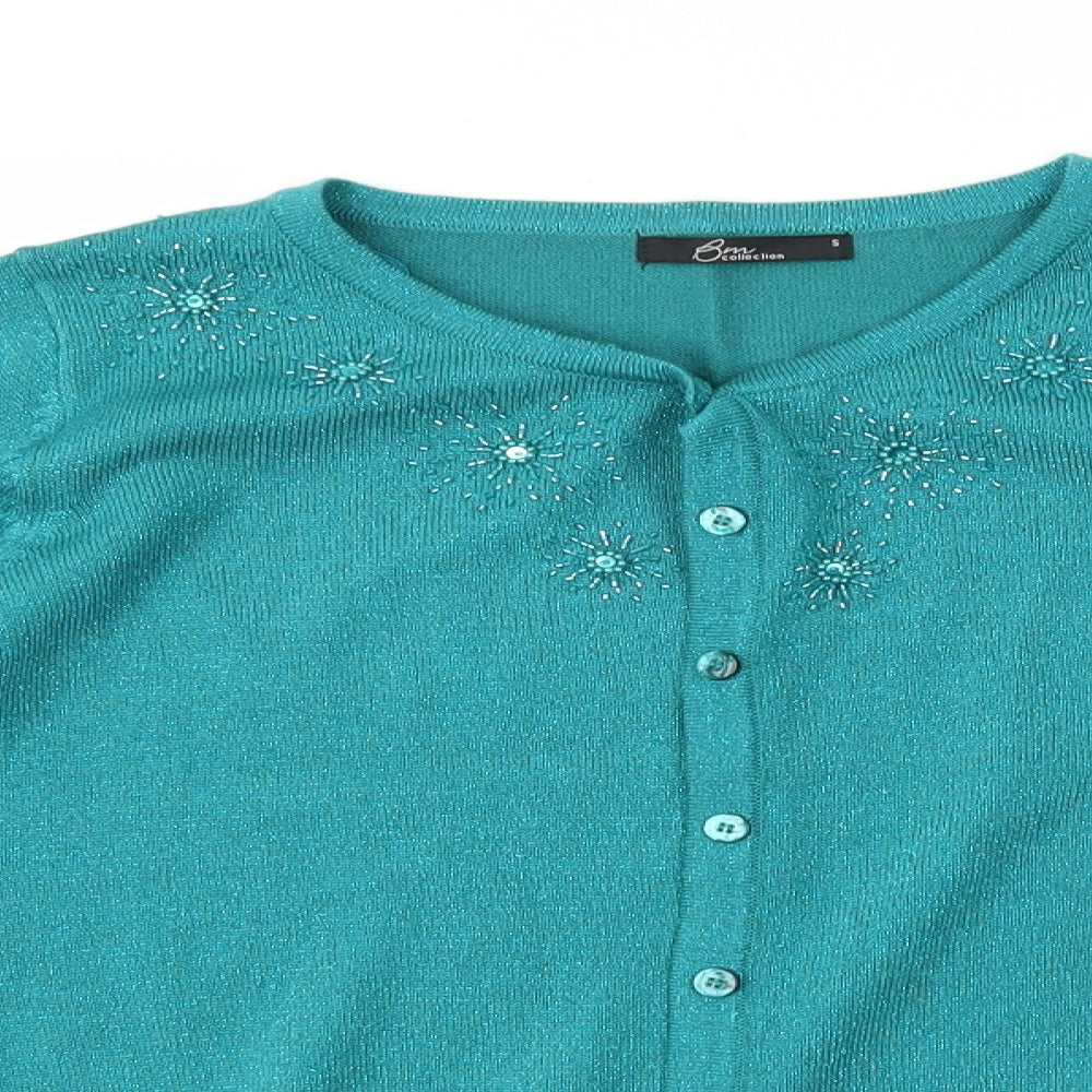 BM Collection Womens Blue   Cardigan Jumper Size S