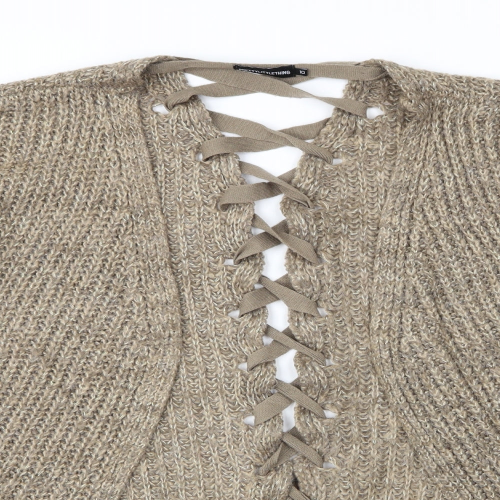 PRETTYLITTLETHING Womens Gold   Cape Jumper Size 10