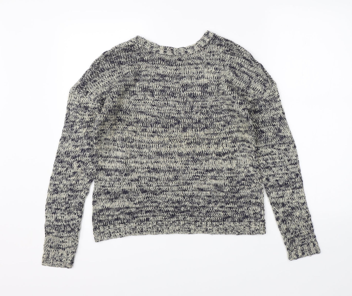 Topshop Womens White Herringbone Knit Pullover Jumper Size 8