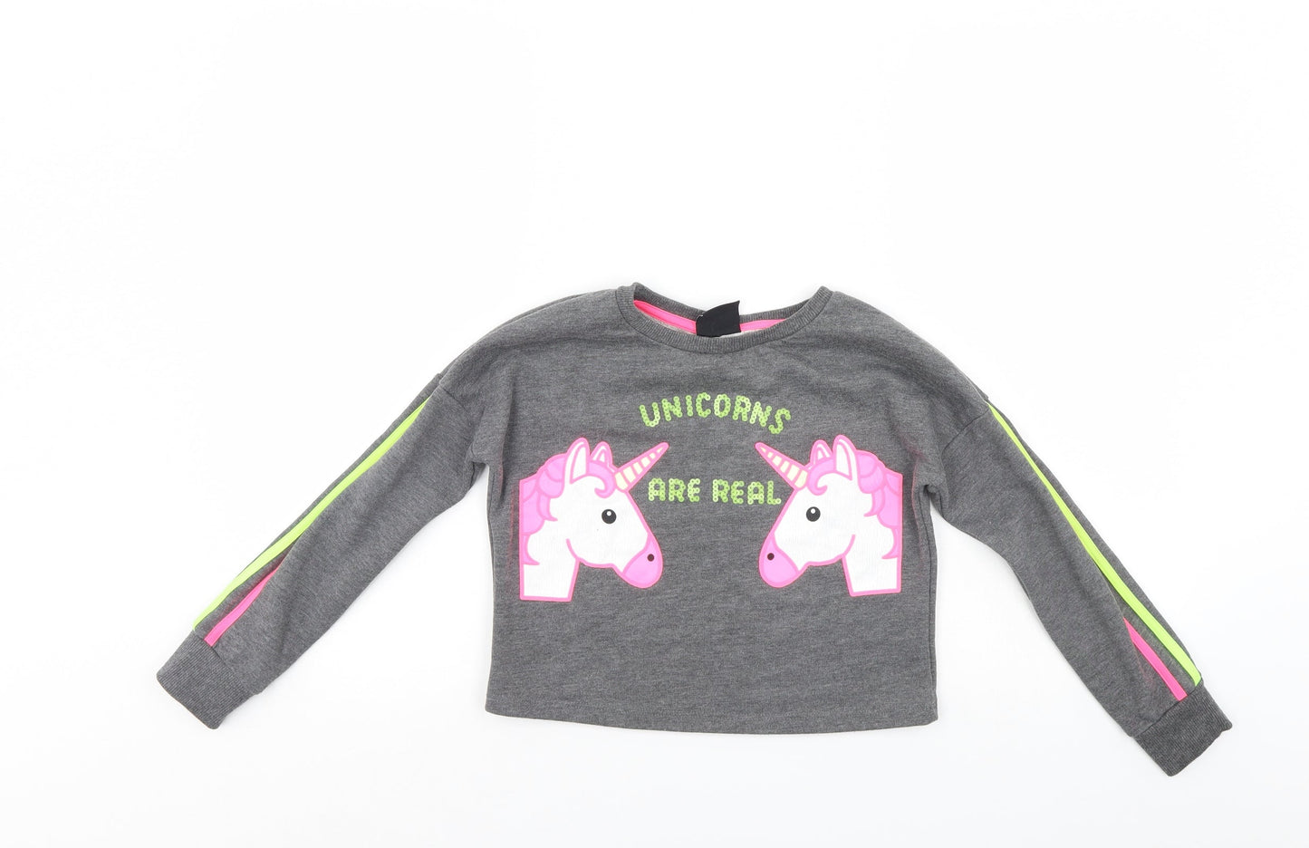 Primark Girls Grey   Pullover Sweatshirt Size 8-9 Years  - cropped