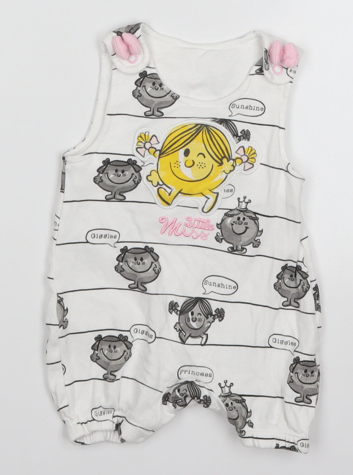 Preworn Girls White Spotted  Romper One-Piece Size 3-6 Months  - Little Miss Sunshine
