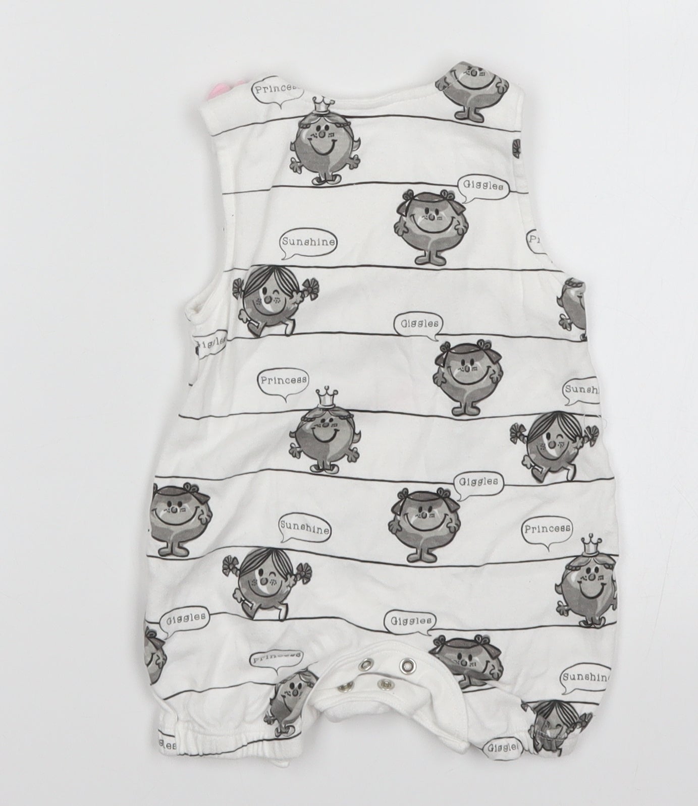 Preworn Girls White Spotted  Romper One-Piece Size 3-6 Months  - Little Miss Sunshine