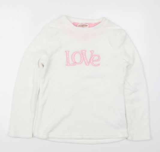 Preworn Womens White Solid  Top Pyjama Top Size 8  - Love