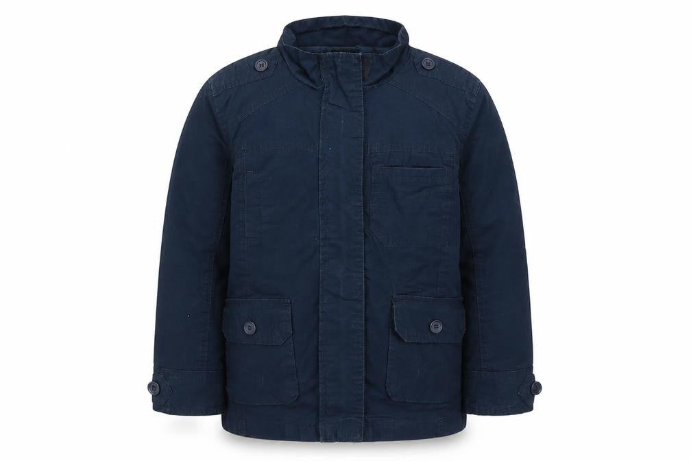 Front view of Cherokee boys’ blue jacket, size 7-8, years
