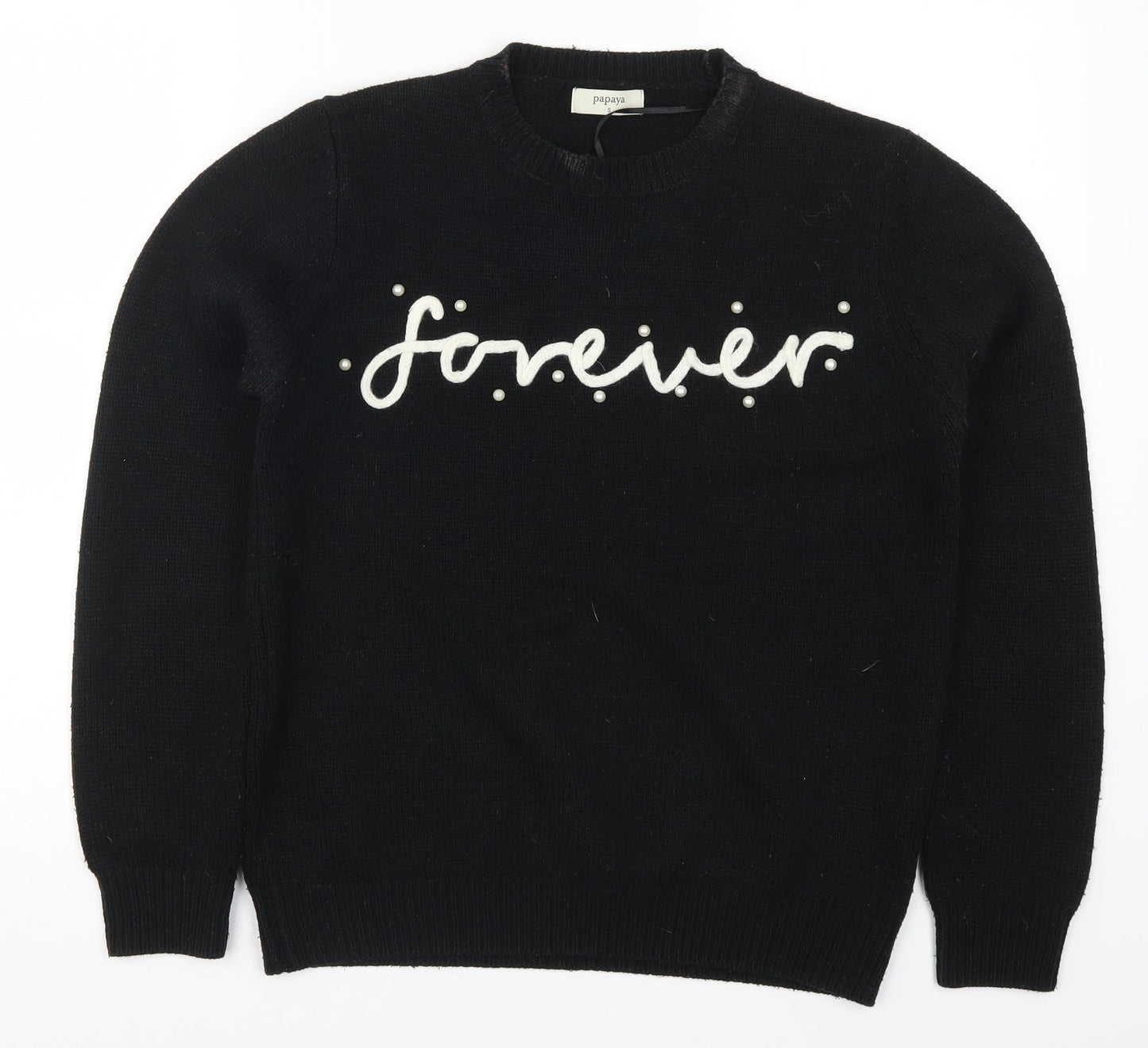 Papaya Womens Black  Knit Pullover Jumper Size S  - Forever