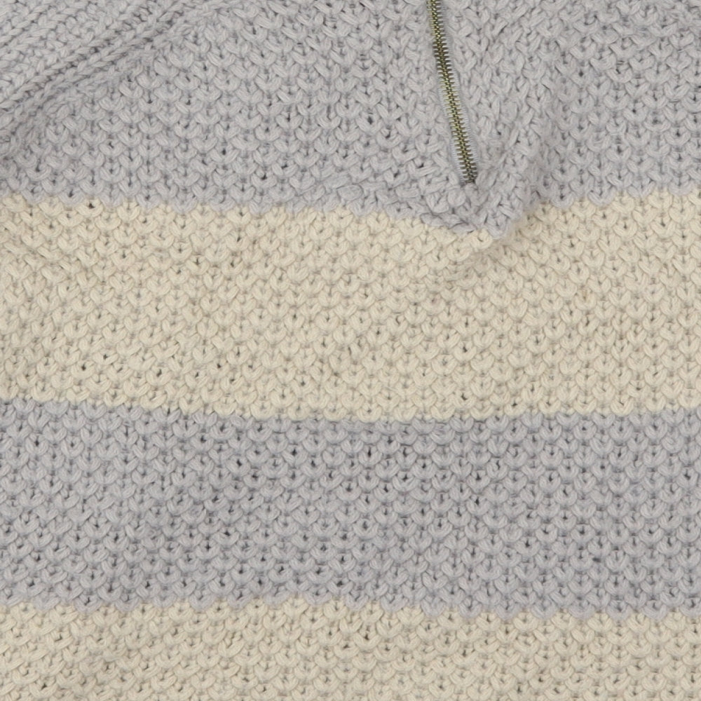 River Island Womens Grey Striped Knit Pullover Jumper Size 10