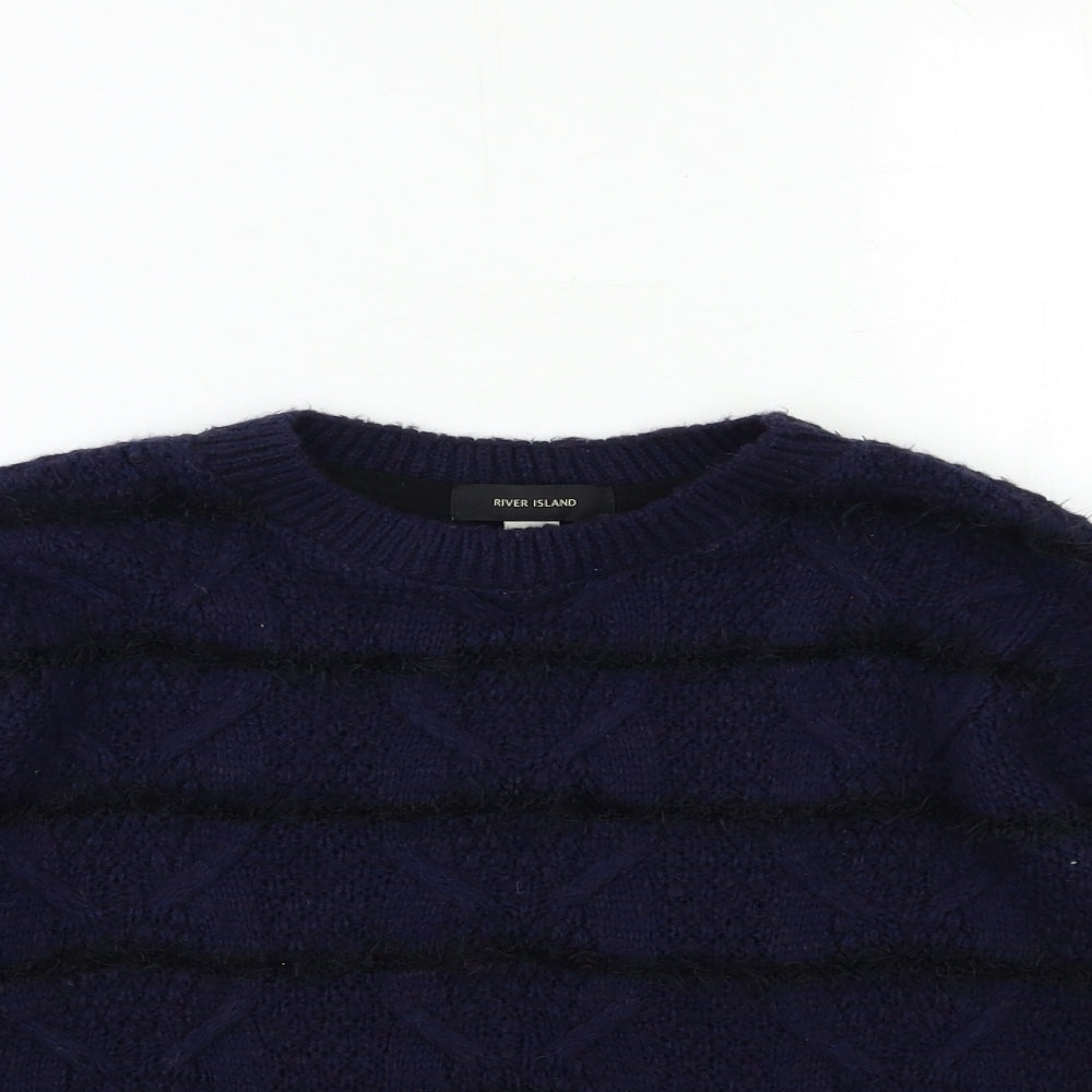 River Island Girls Blue  Knit Pullover Jumper Size 9 Years