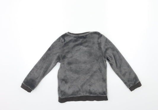 H&M Girls Grey  Fleece Top Pyjama Top Size 5-6 Years
